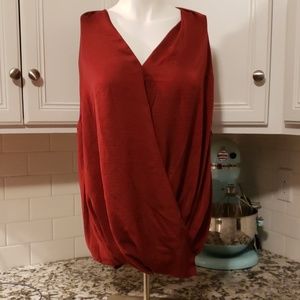 Womens burnt orange wrap front top